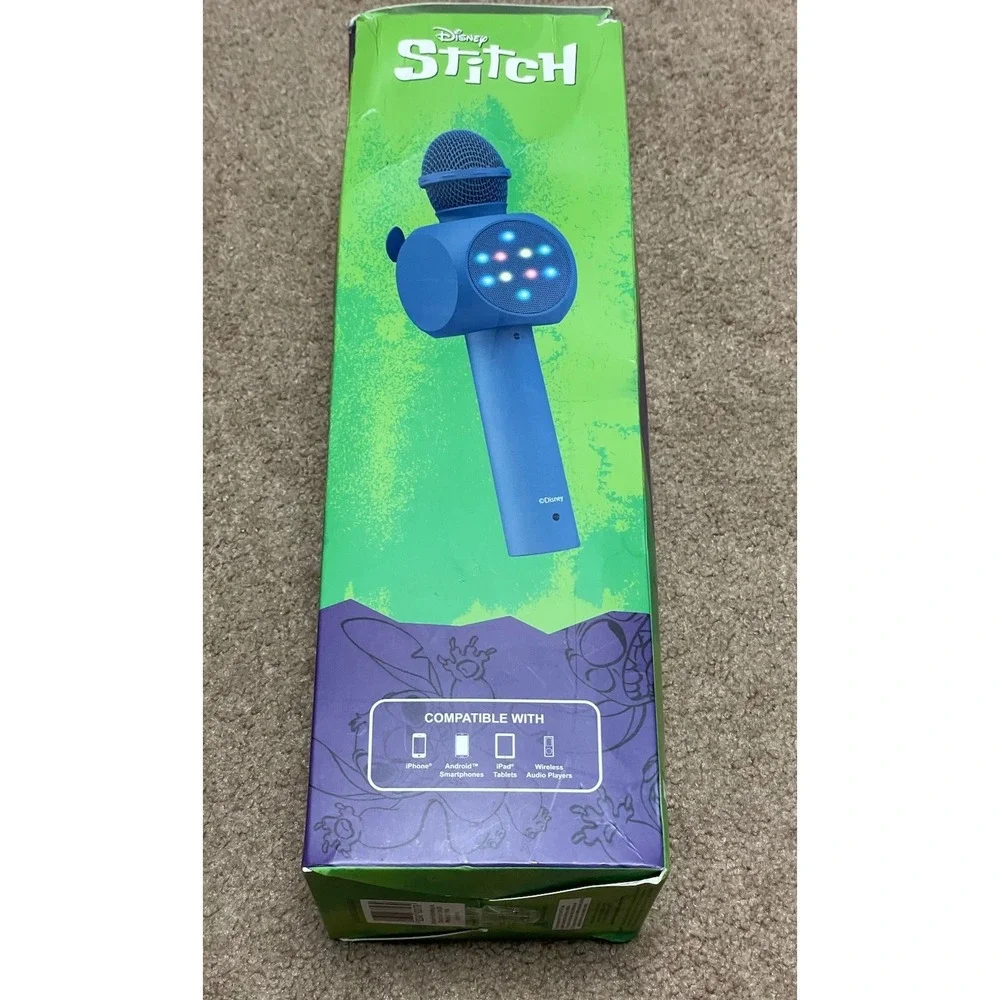 Disney Stitch Bluetooth LED Karaoke Wireless Microphone New In box‎ Color Change